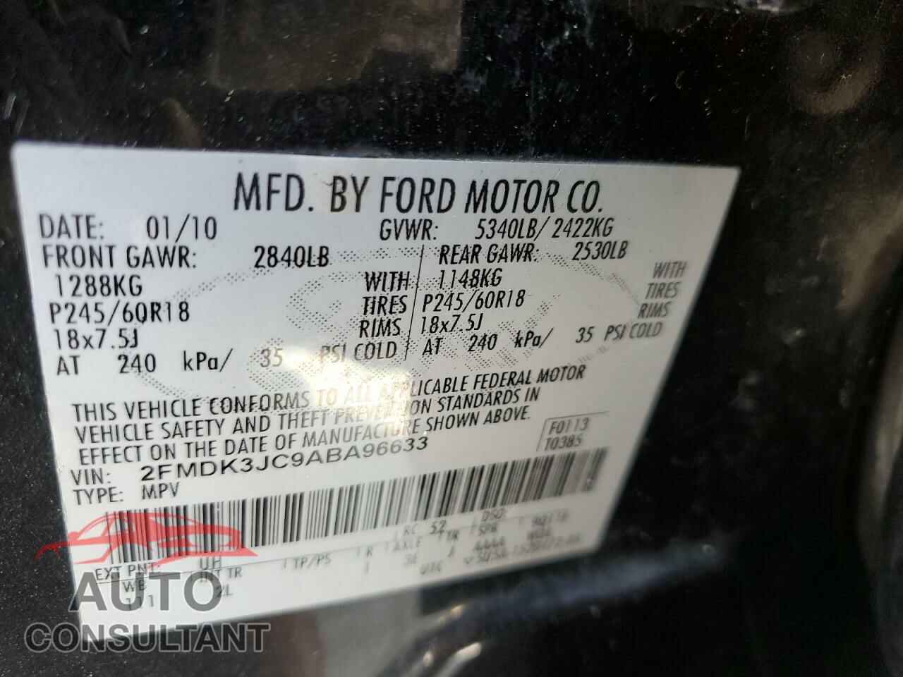 FORD EDGE 2010 - 2FMDK3JC9ABA96633