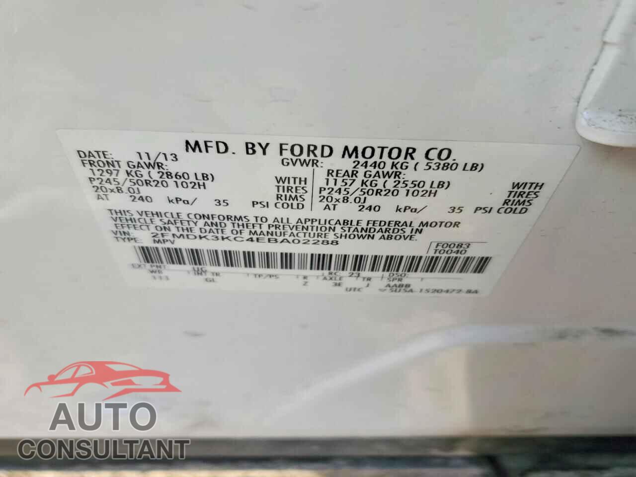 FORD EDGE 2014 - 2FMDK3KC4EBA02288