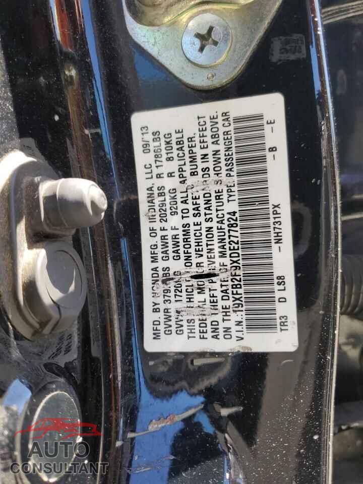 HONDA CIVIC 2013 - 19XFB2F9XDE277824