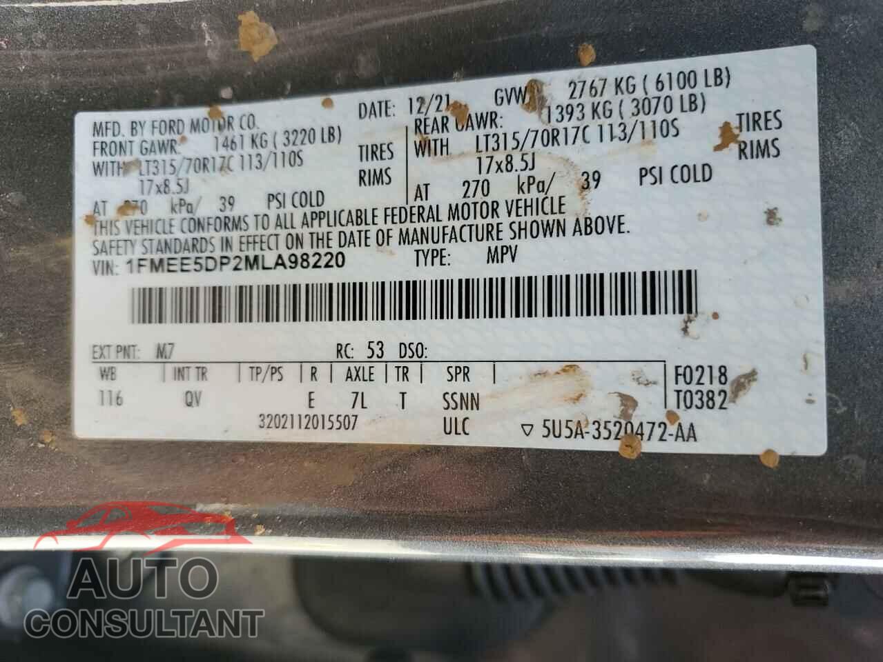 FORD BRONCO 2021 - 1FMEE5DP2MLA98220