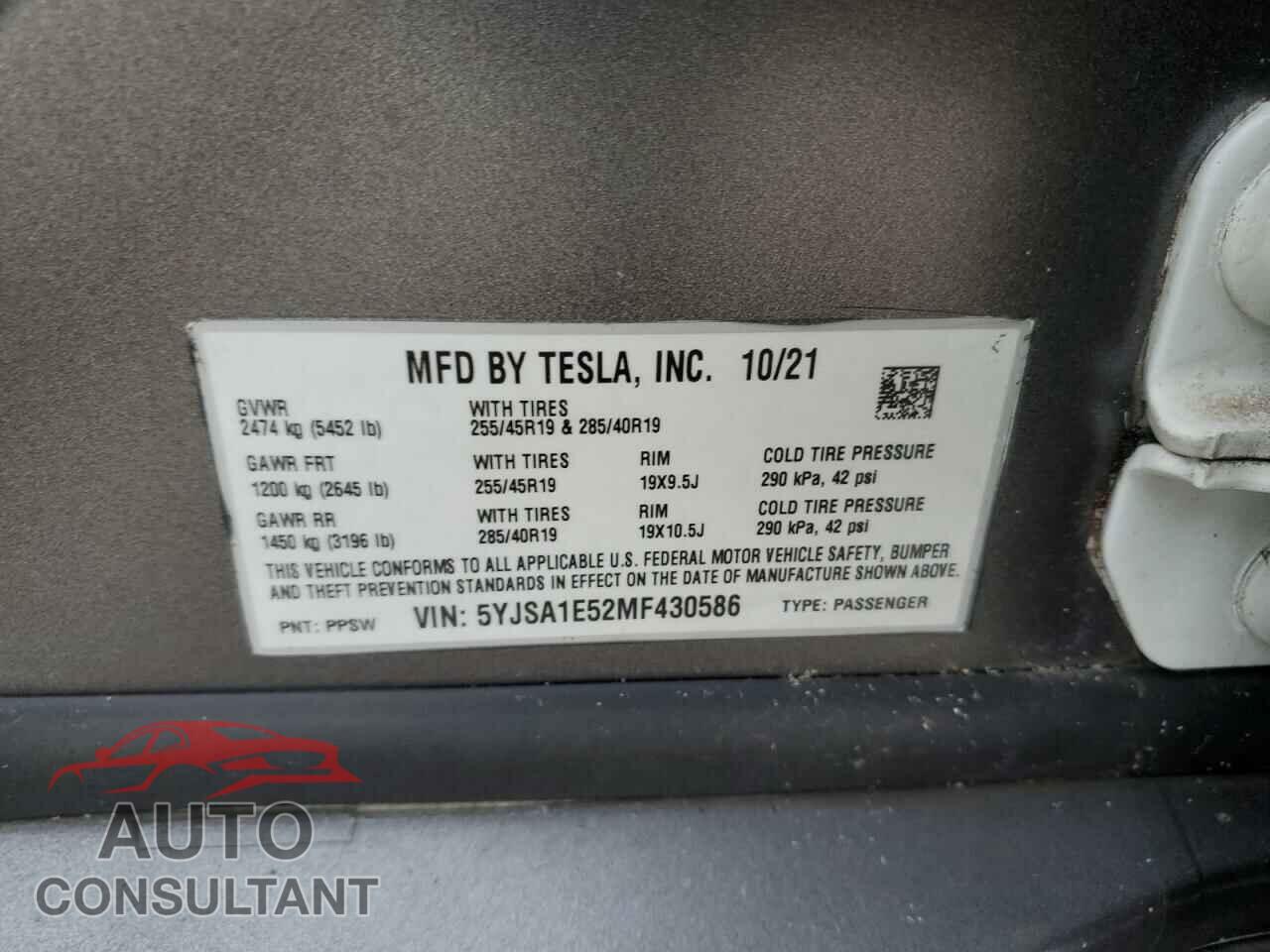 TESLA MODEL S 2021 - 5YJSA1E52MF430586