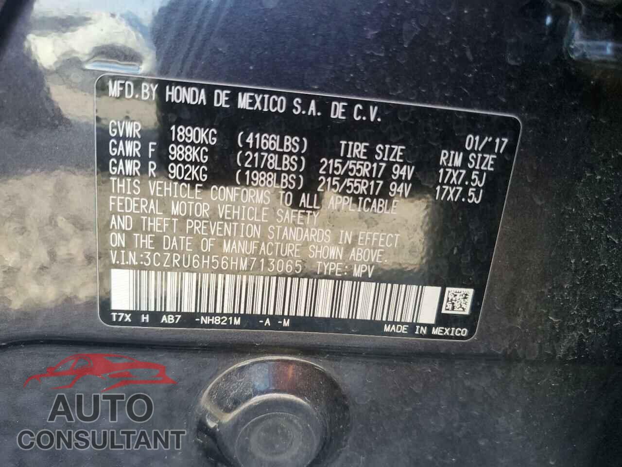 HONDA HR-V 2017 - 3CZRU6H56HM713065