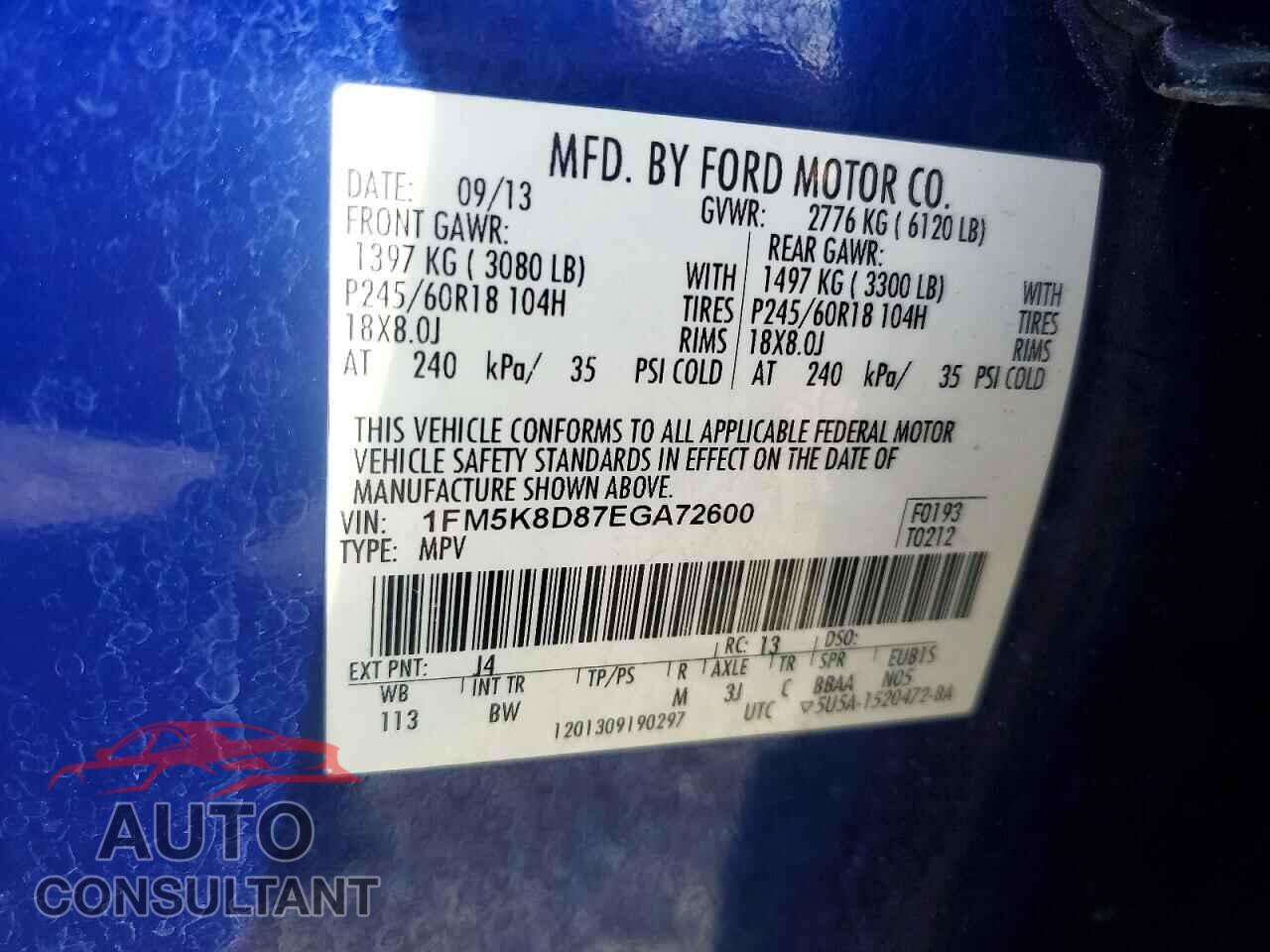 FORD EXPLORER 2014 - 1FM5K8D87EGA72600