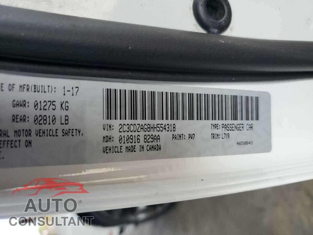 DODGE CHALLENGER 2017 - 2C3CDZAG8HH554318
