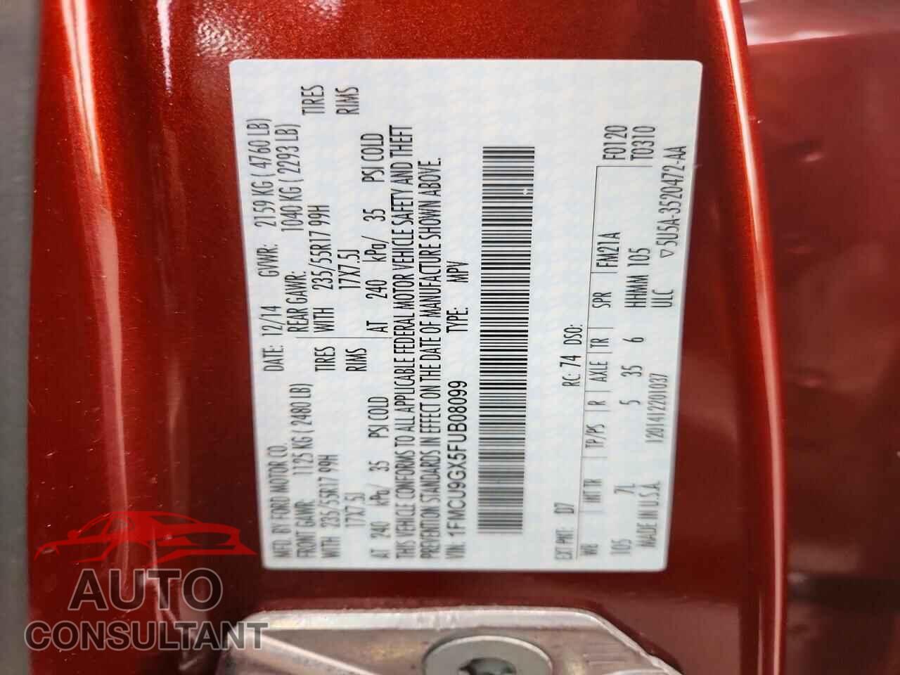FORD ESCAPE 2015 - 1FMCU9GX5FUB08099