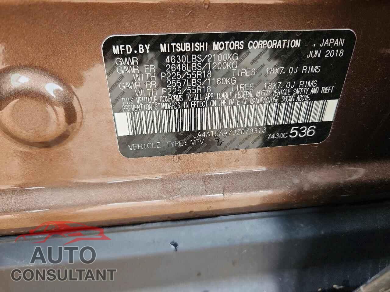 MITSUBISHI ECLIPSE 2018 - JA4AT5AA7JZ070313