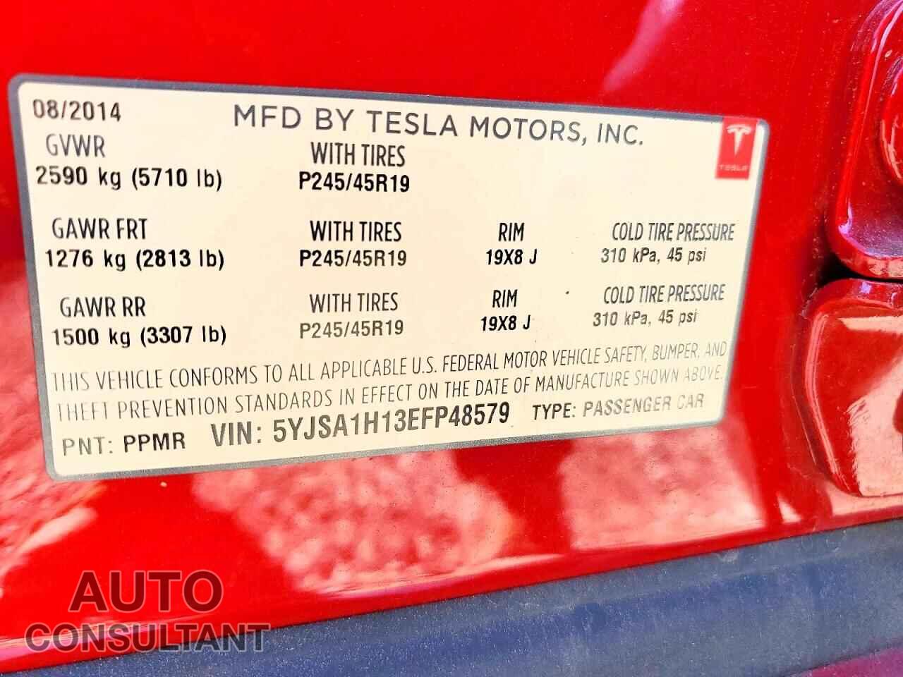TESLA MODEL S 2014 - 5YJSA1H13EFP48579