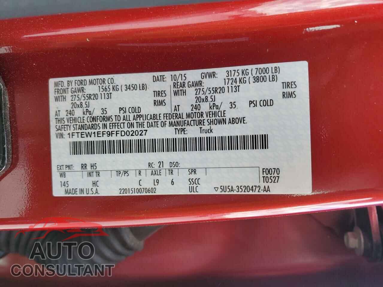 FORD F-150 2015 - 1FTEW1EF9FFD02027