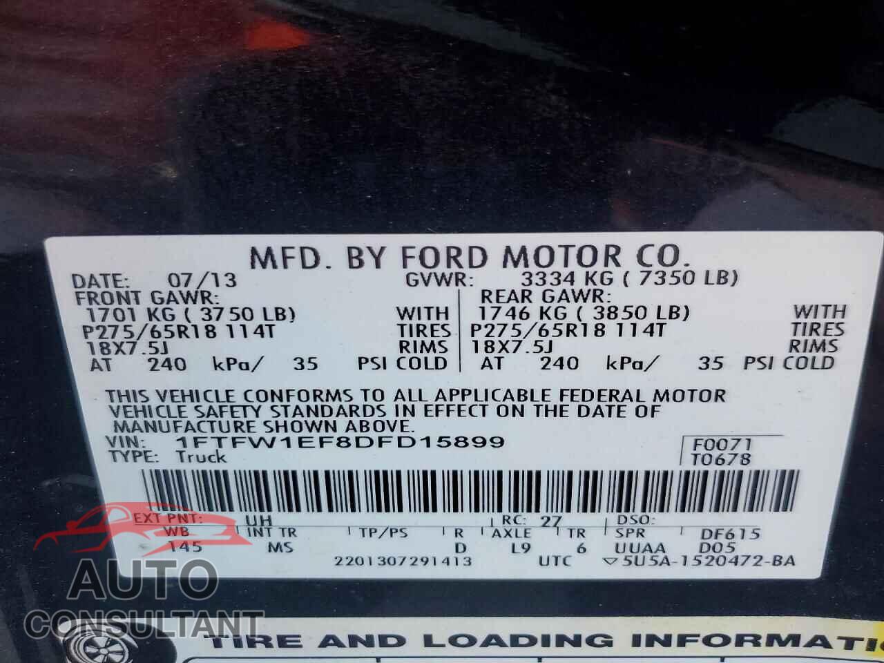 FORD F-150 2013 - 1FTFW1EF8DFD15899