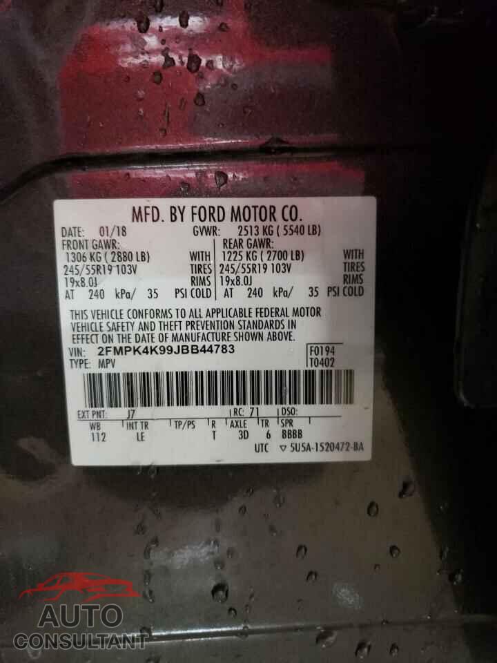 FORD EDGE 2018 - 2FMPK4K99JBB44783