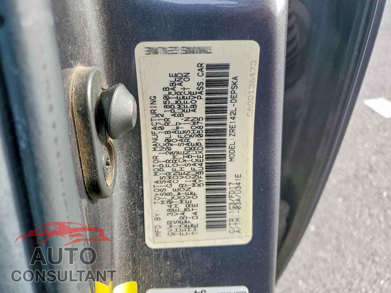 TOYOTA COROLLA 2013 - 5YFBU4EEXDP105875