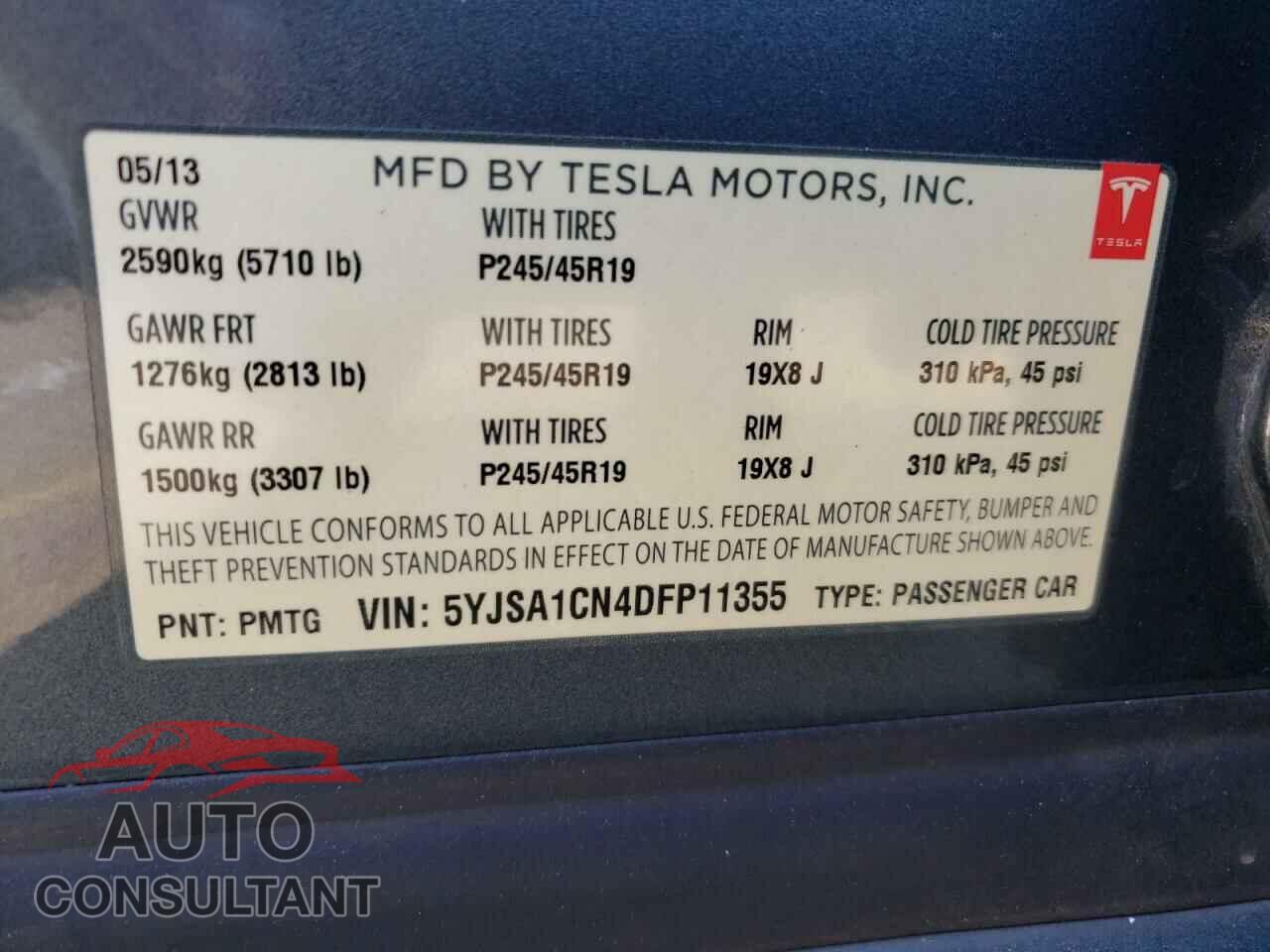 TESLA MODEL S 2013 - 5YJSA1CN4DFP11355