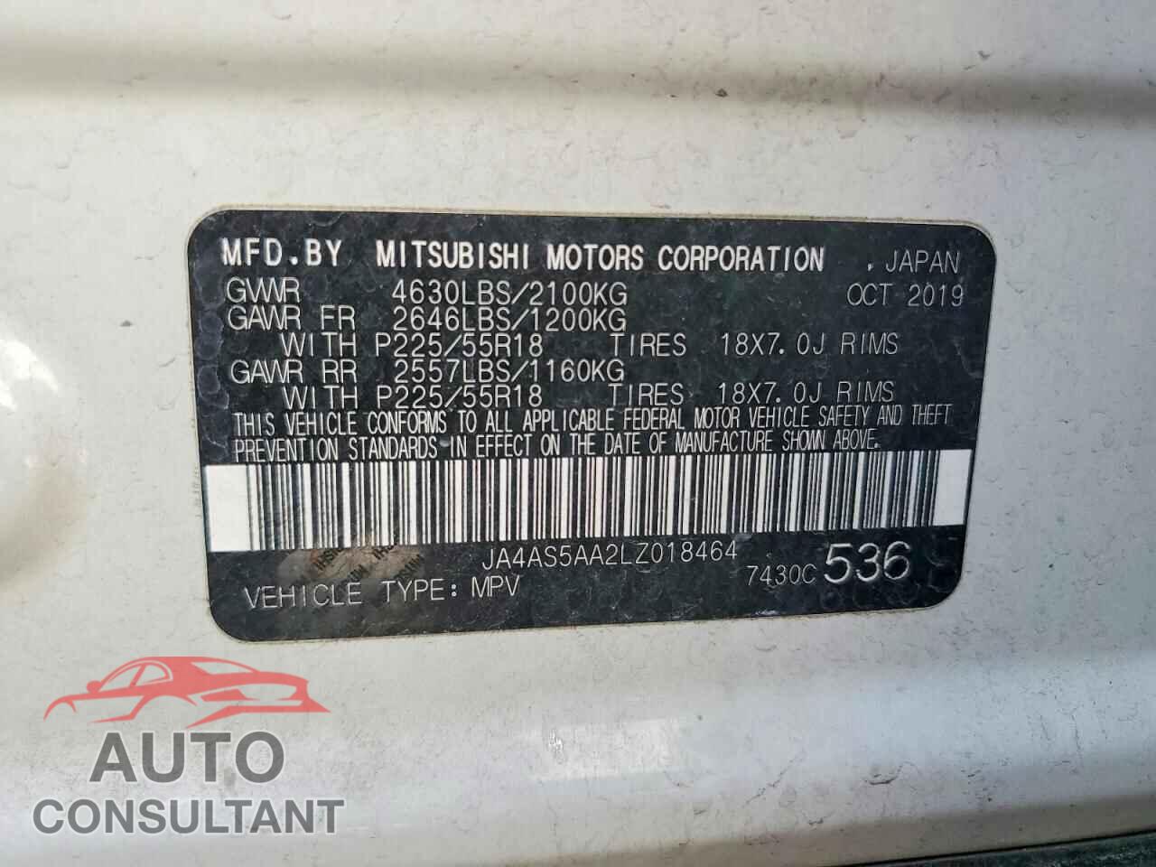 MITSUBISHI ECLIPSE 2020 - JA4AS5AA2LZ018464