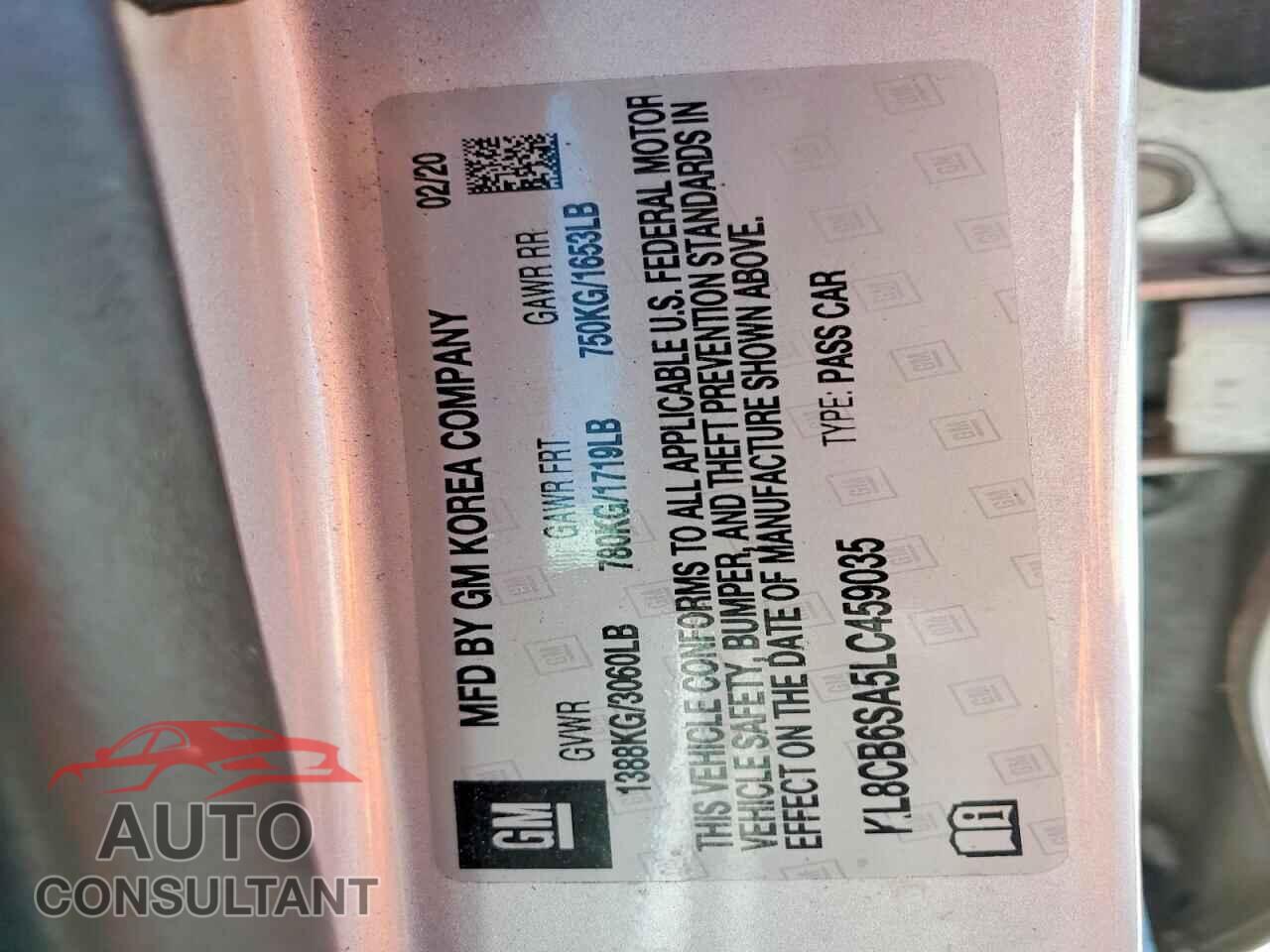 CHEVROLET SPARK 2020 - KL8CB6SA5LC459035