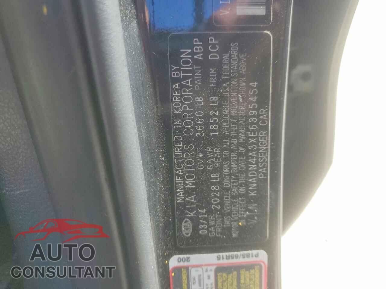 KIA RIO 2014 - KNADN4A3XE6395454