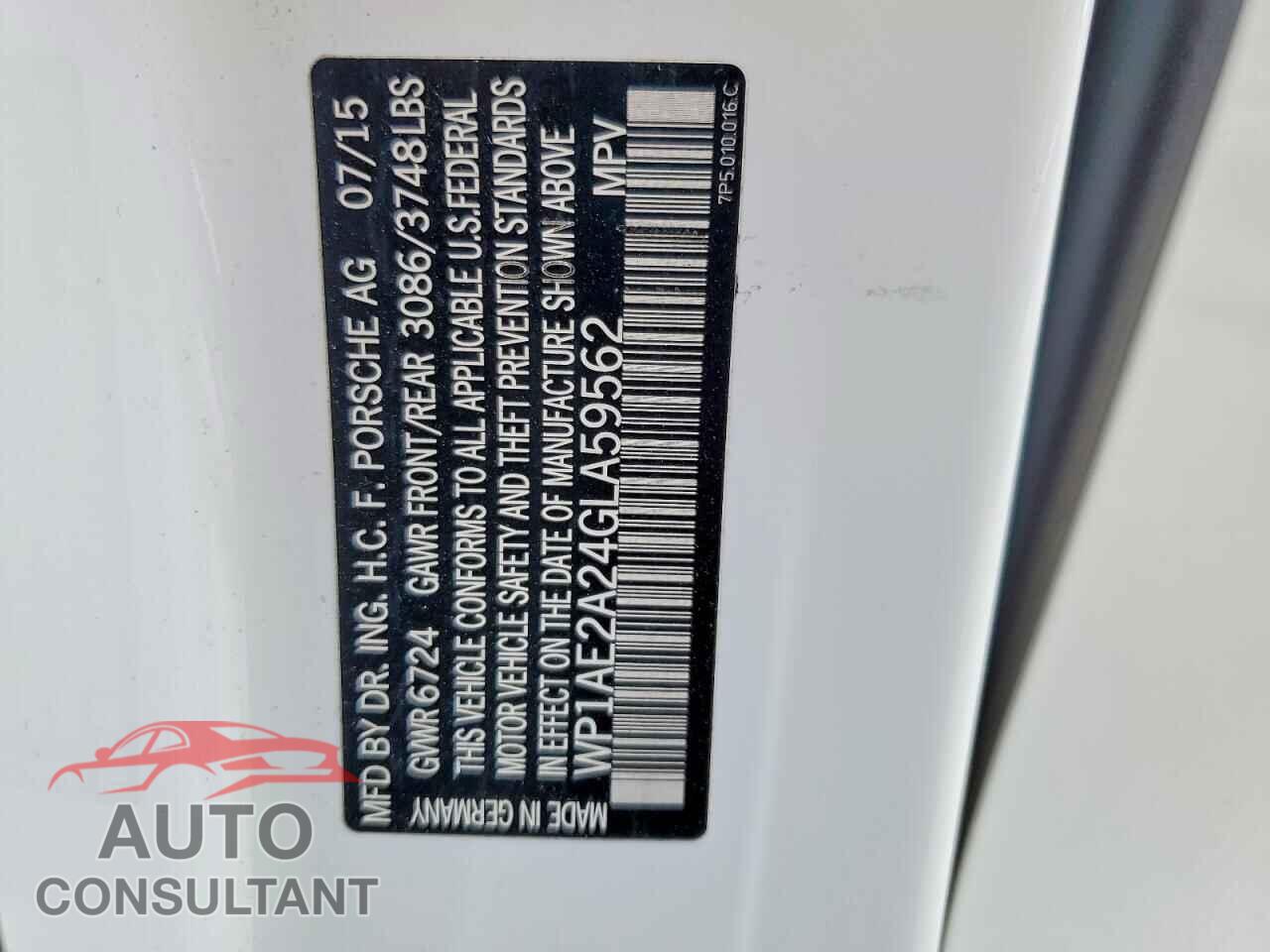 PORSCHE CAYENNE 2016 - WP1AE2A24GLA59562
