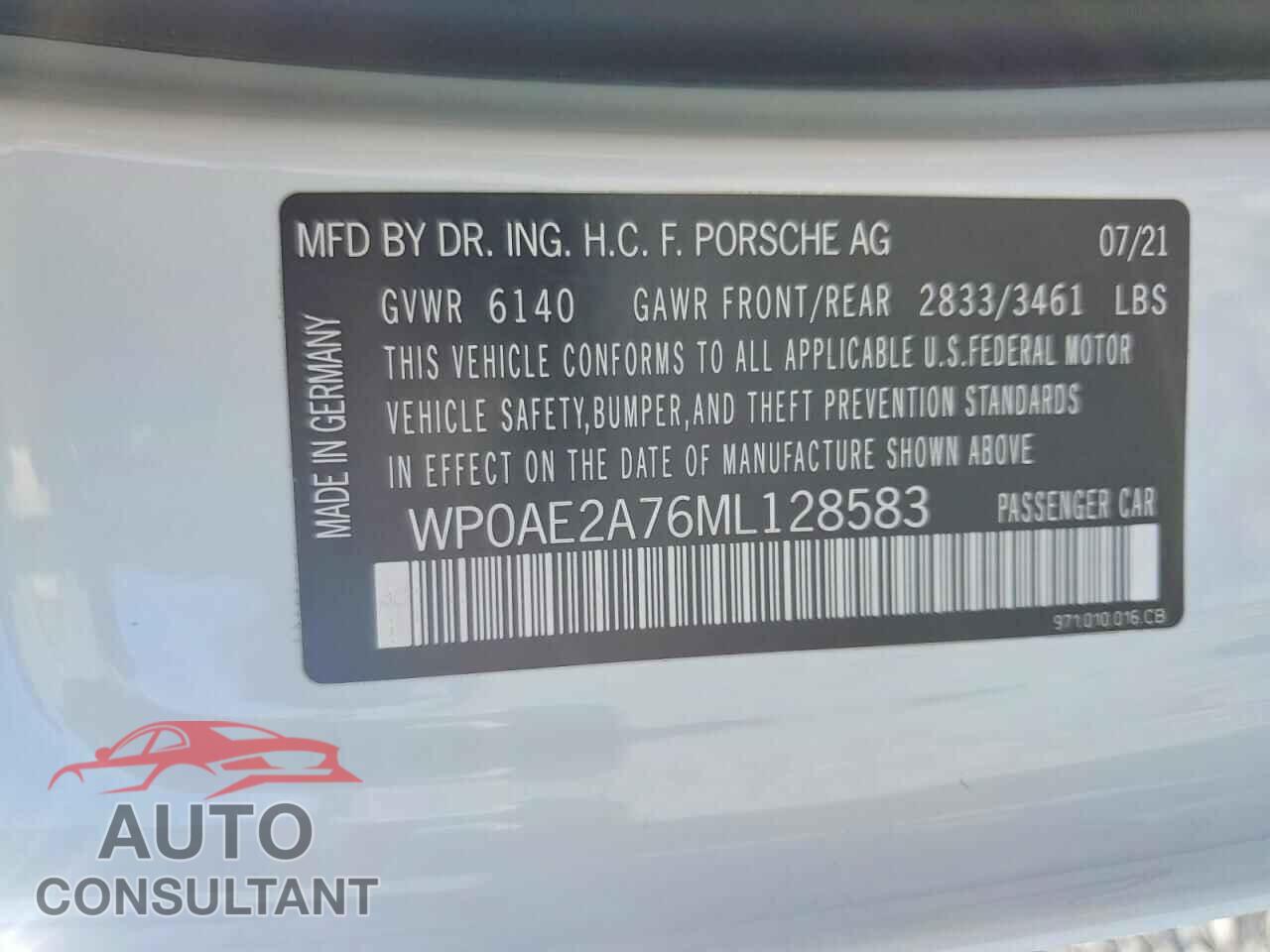 PORSCHE PANAMERA 2021 - WP0AE2A76ML128583