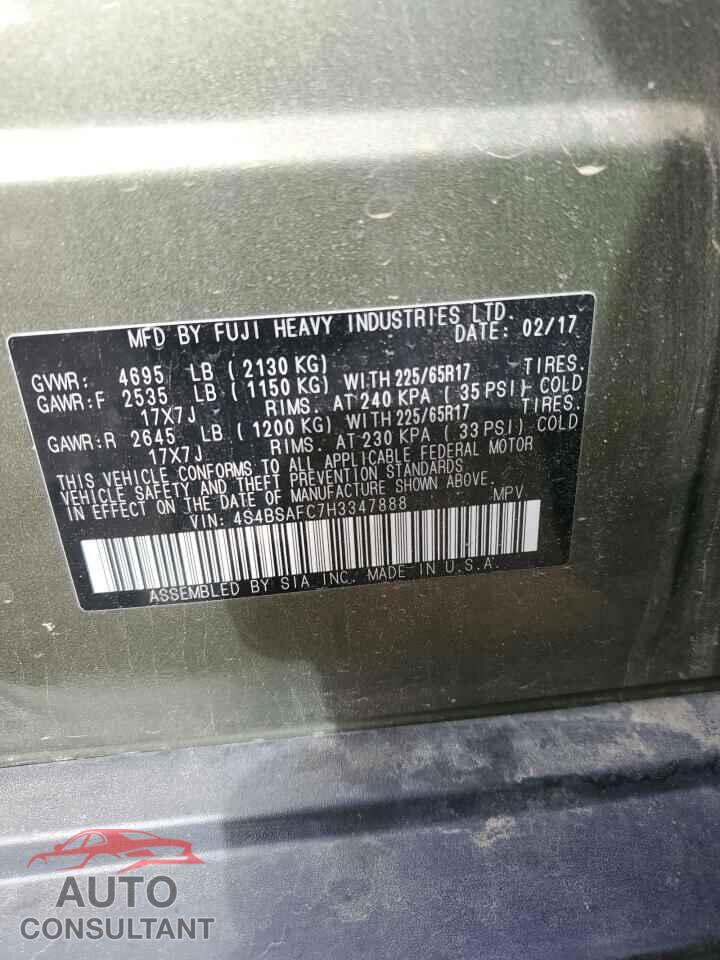 SUBARU OUTBACK 2017 - 4S4BSAFC7H3347888