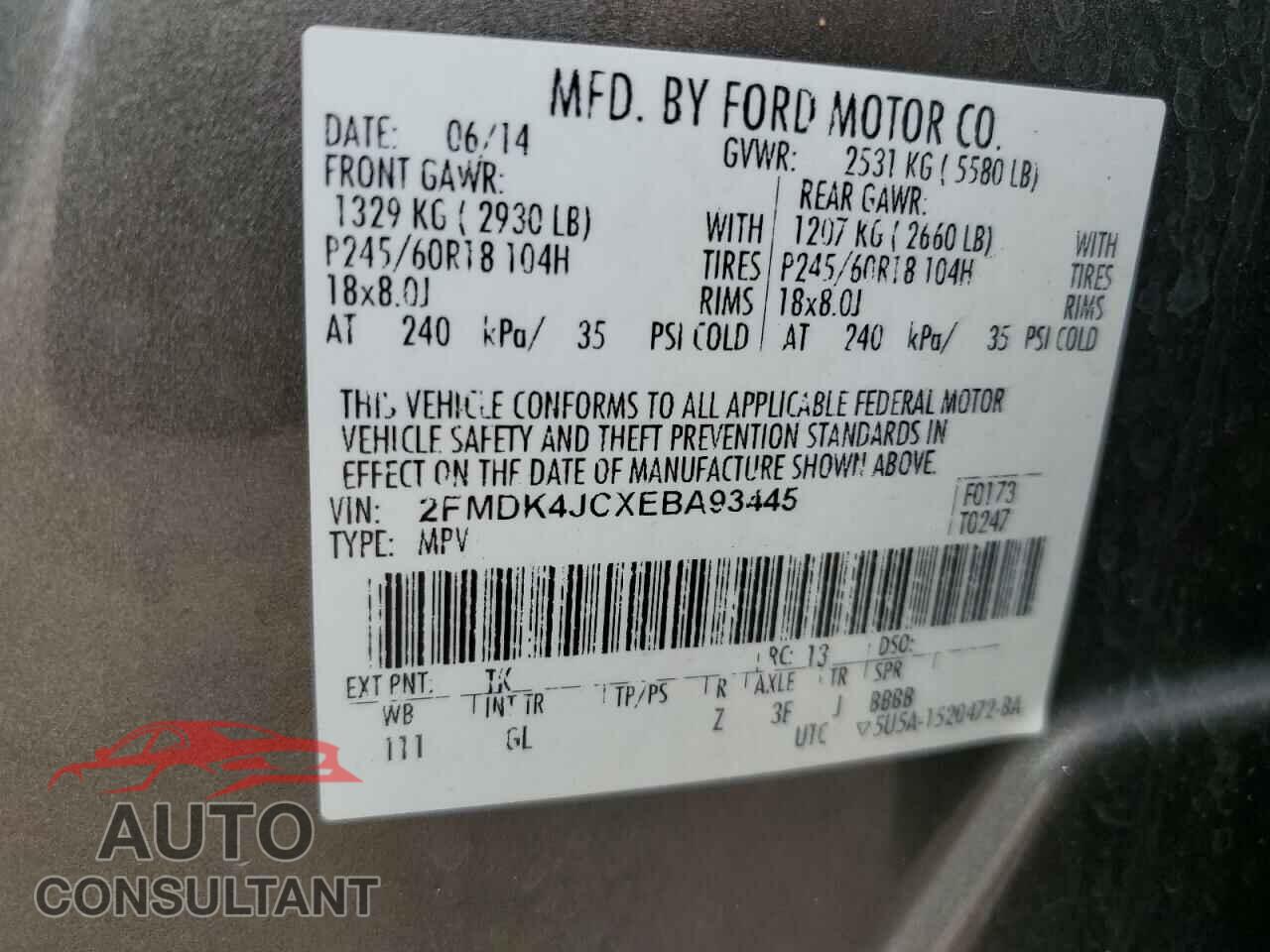 FORD EDGE 2014 - 2FMDK4JCXEBA93445