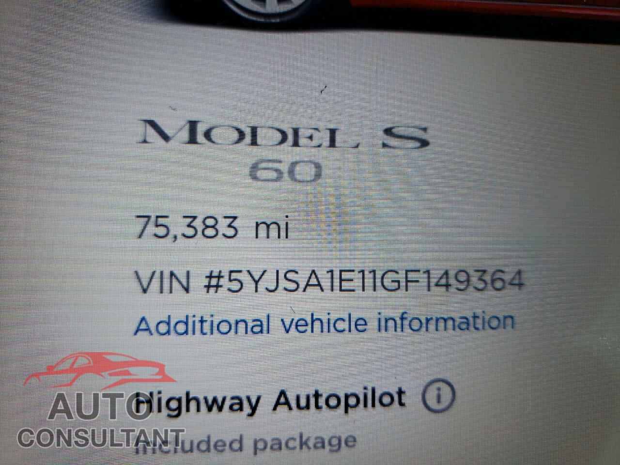 TESLA MODEL S 2016 - 5YJSA1E11GF149364