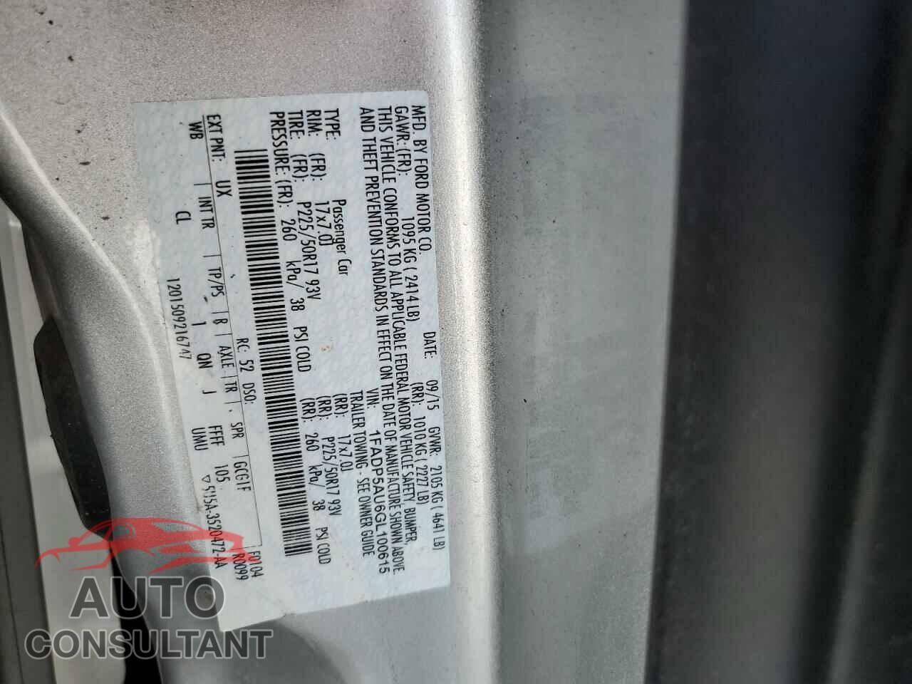 FORD CMAX 2016 - 1FADP5AU6GL100615