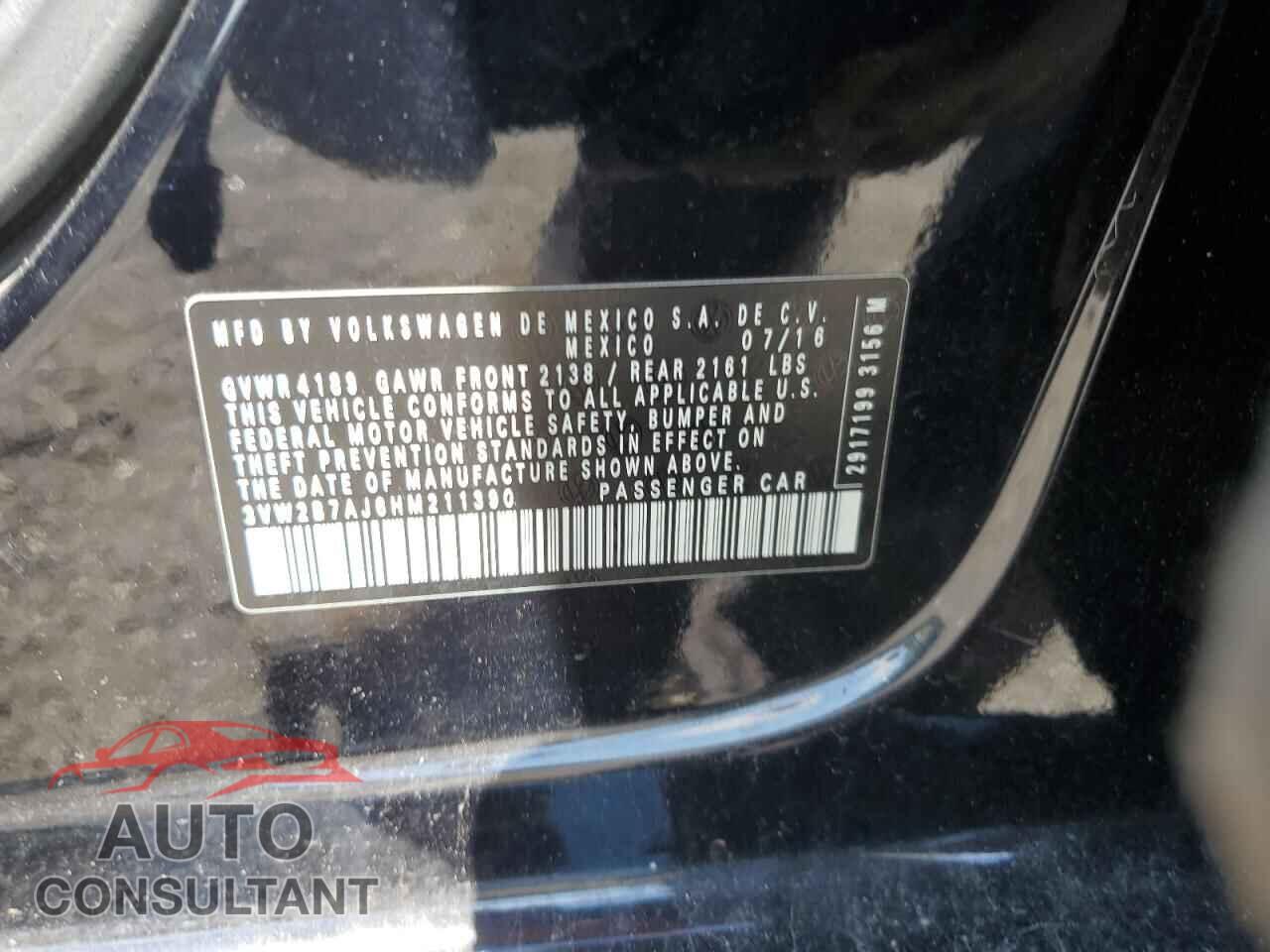 VOLKSWAGEN JETTA 2017 - 3VW2B7AJ6HM211390