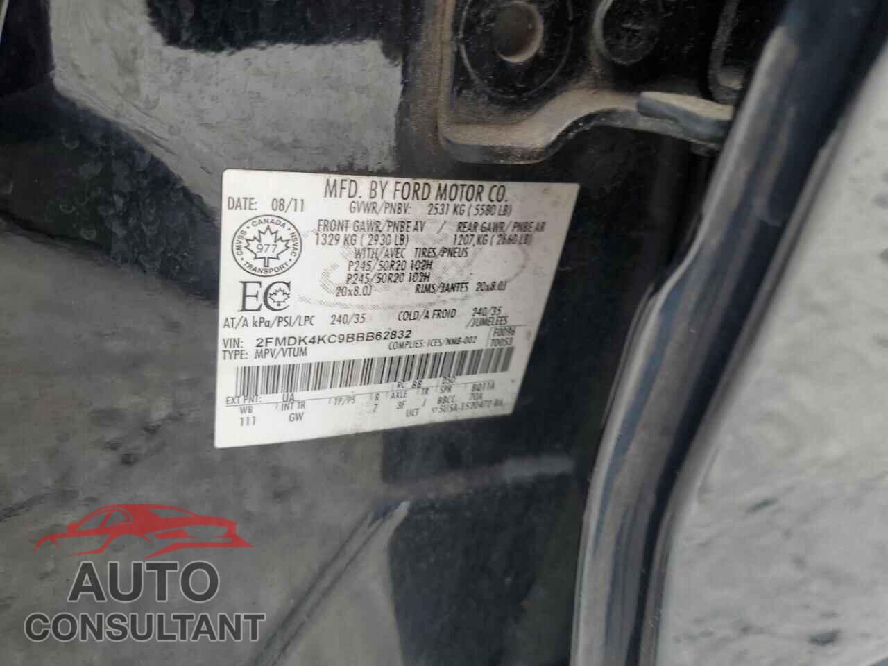 FORD EDGE 2011 - 2FMDK4KC9BBB62832