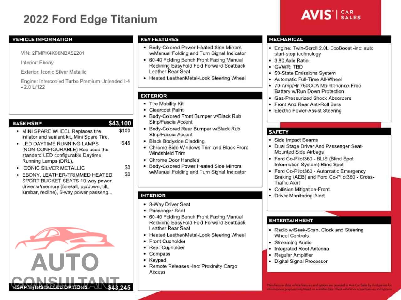 FORD EDGE 2022 - 2FMPK4K98NBA52201
