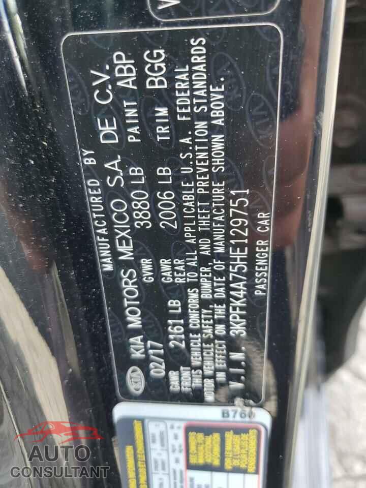 KIA FORTE 2017 - 3KPFK4A75HE129751