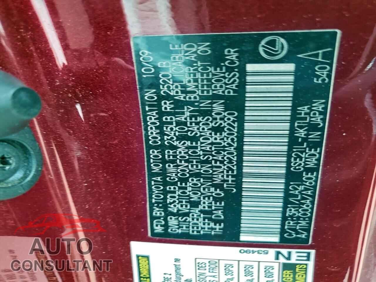 LEXUS IS 2010 - JTHFE2C20A2502290