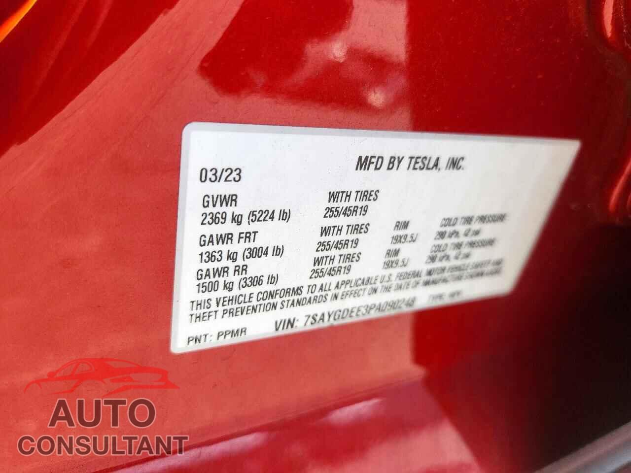TESLA MODEL Y 2023 - 7SAYGDEE3PA090248