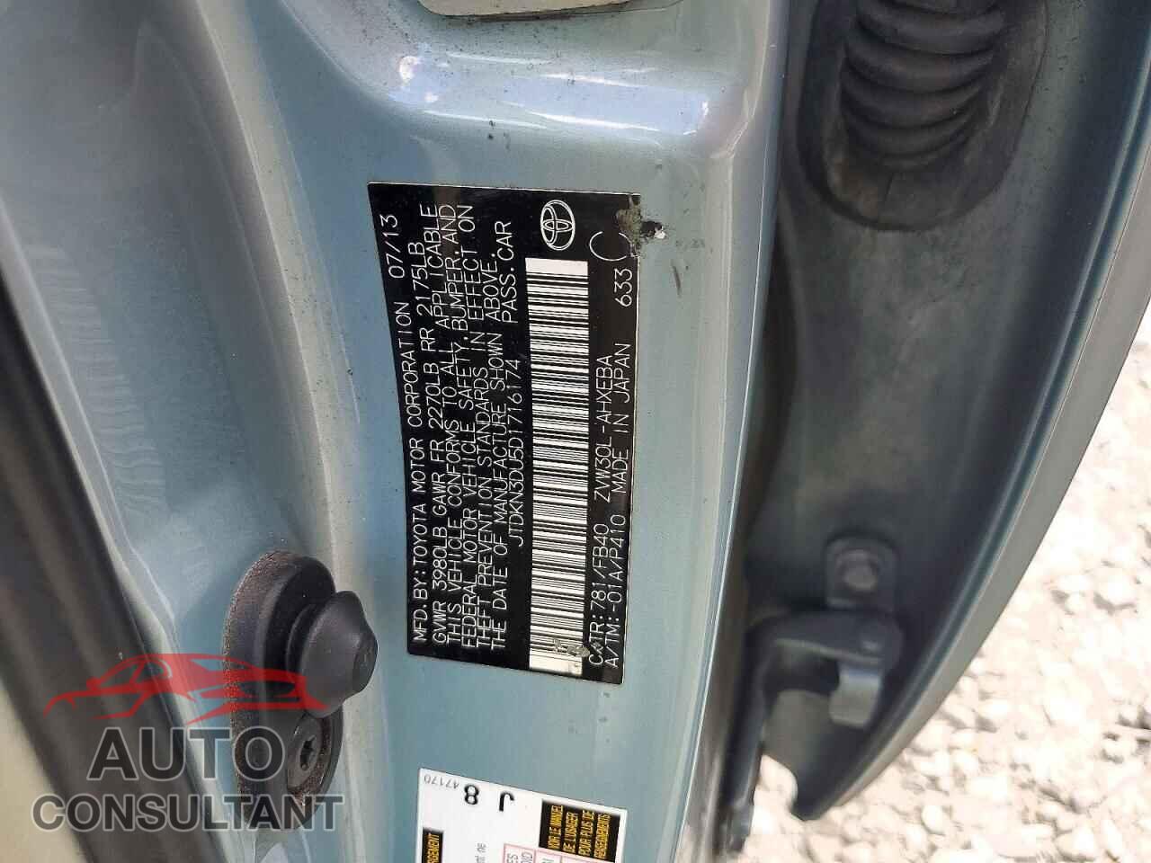 TOYOTA PRIUS 2013 - JTDKN3DU5D1716174