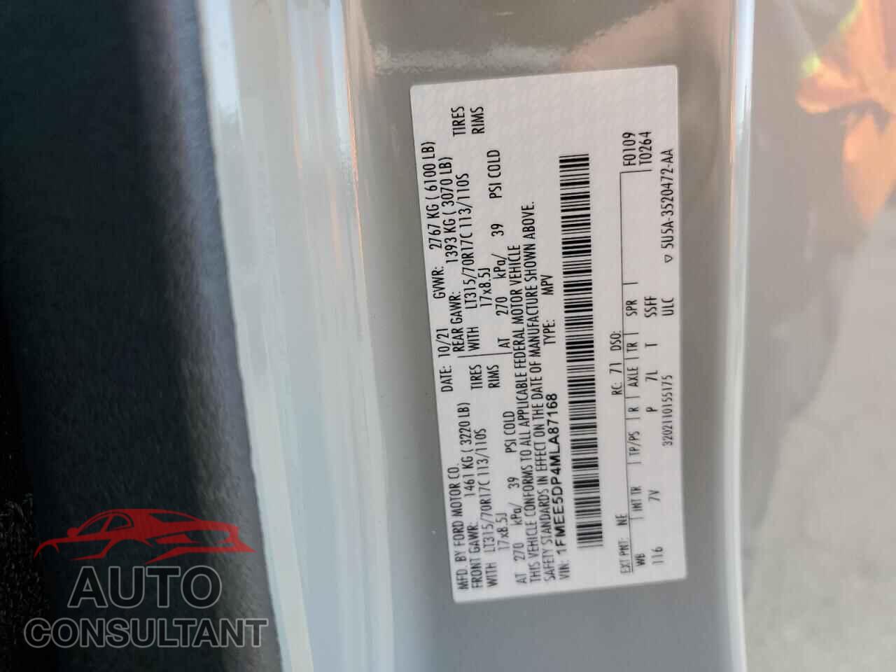 FORD BRONCO 2021 - 1FMEE5DP4MLA87168