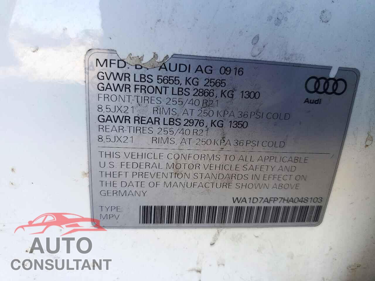 AUDI Q5 2017 - WA1D7AFP7HA048103