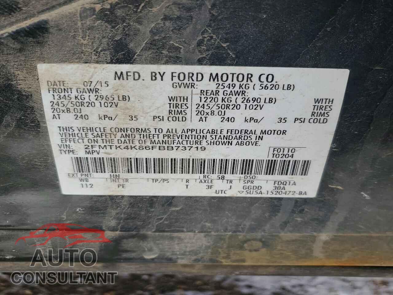 FORD EDGE 2015 - 2FMTK4K86FBB73719