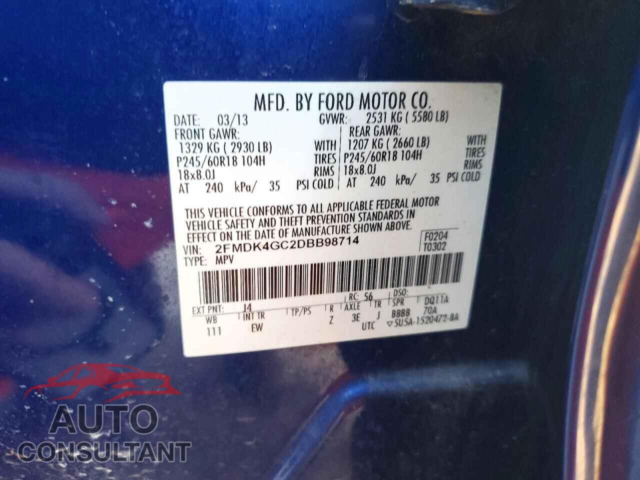FORD EDGE 2013 - 2FMDK4GC2DBB98714