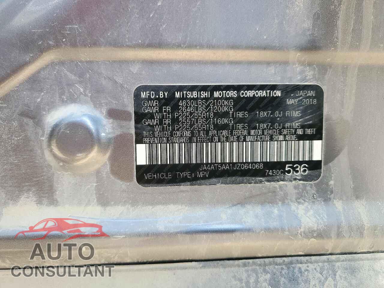 MITSUBISHI ECLIPSE 2018 - JA4AT5AA1JZ064068