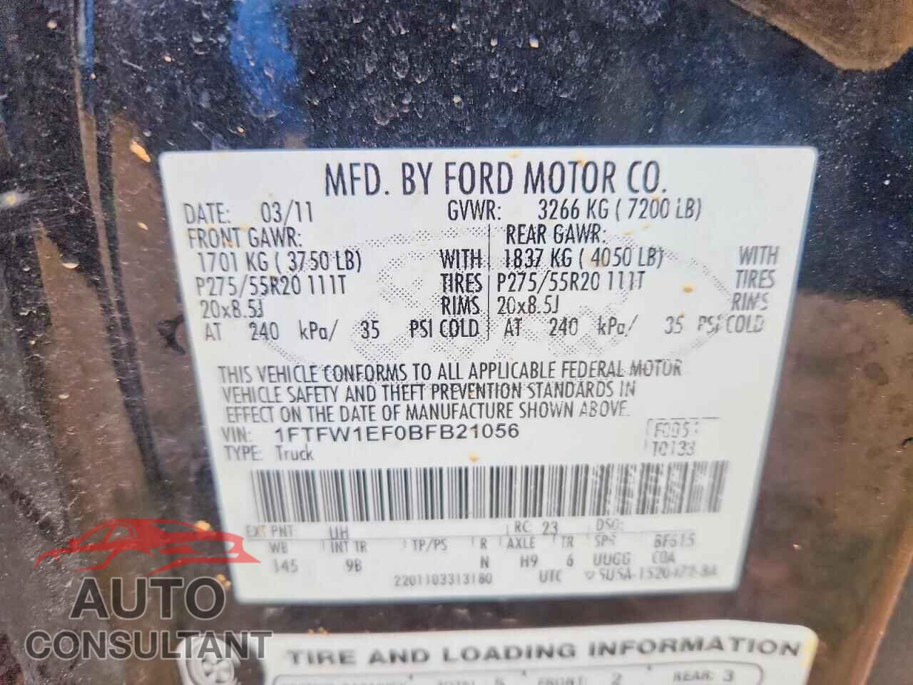 FORD F-150 2011 - 1FTFW1EF0BFB21056