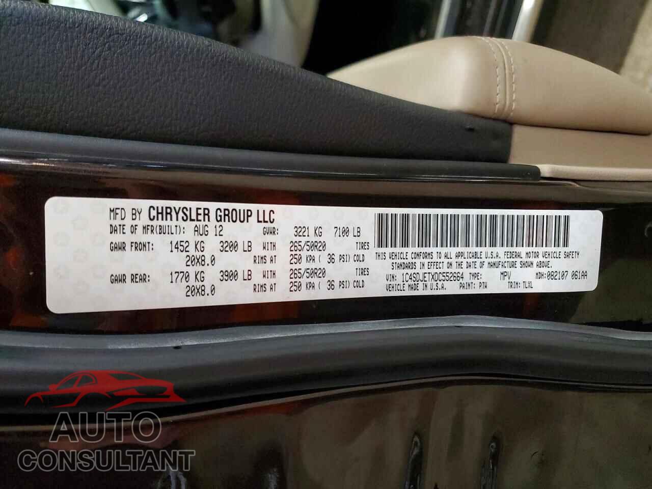 DODGE DURANGO 2013 - 1C4SDJETXDC552664
