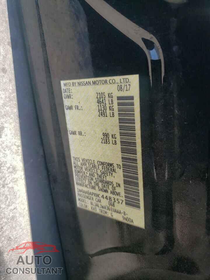 NISSAN MAXIMA 2017 - 1N4AA6APXHC448357
