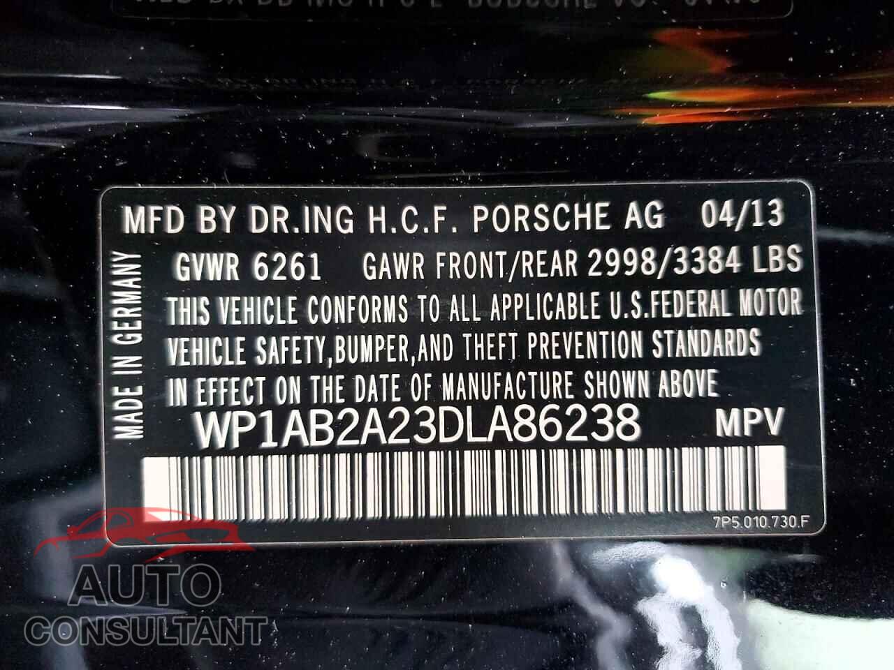 PORSCHE CAYENNE 2013 - WP1AB2A23DLA86238