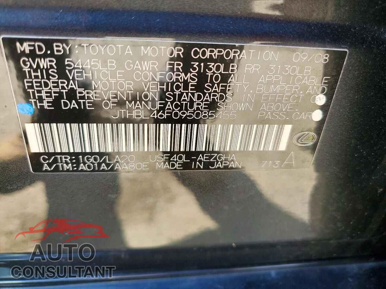 LEXUS LS500 2009 - JTHBL46F095085455