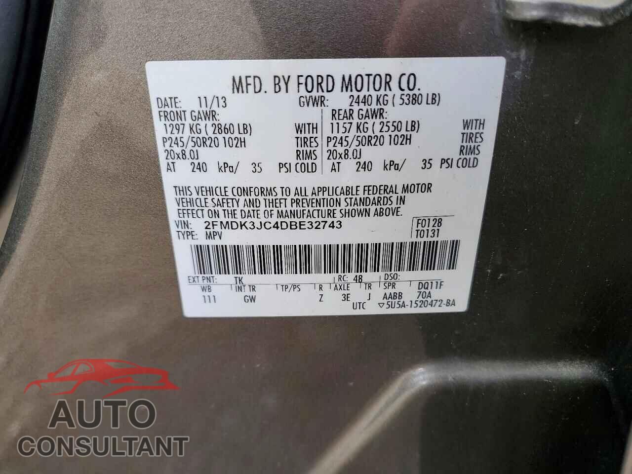 FORD EDGE 2013 - 2FMDK3JC4DBE32743