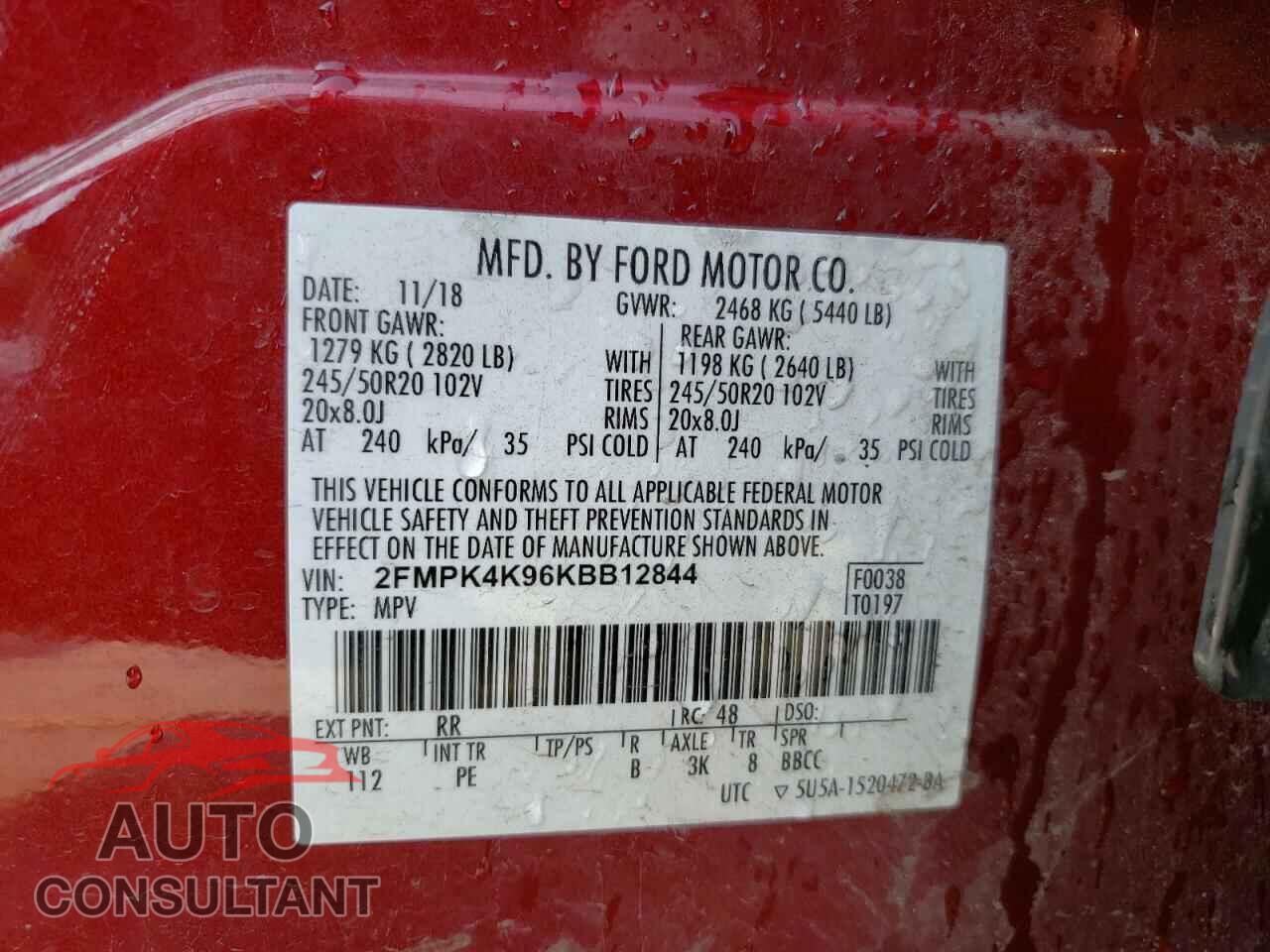 FORD EDGE 2019 - 2FMPK4K96KBB12844