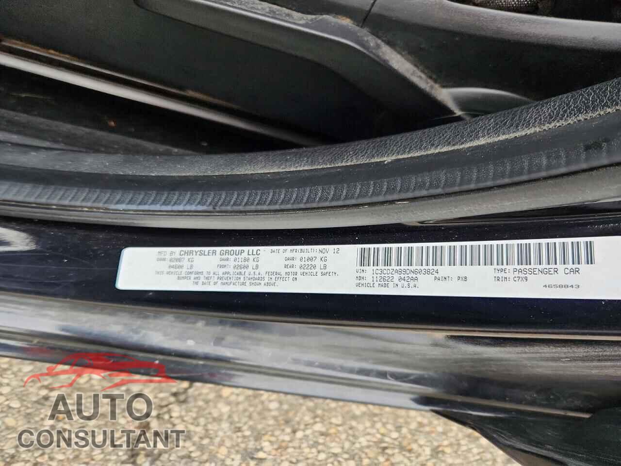 DODGE AVENGER 2013 - 1C3CDZAB9DN603824