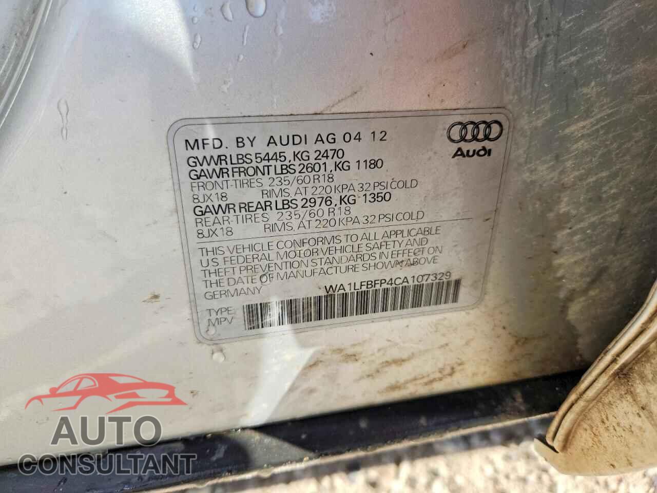 AUDI Q5 2012 - WA1LFBFP4CA107329
