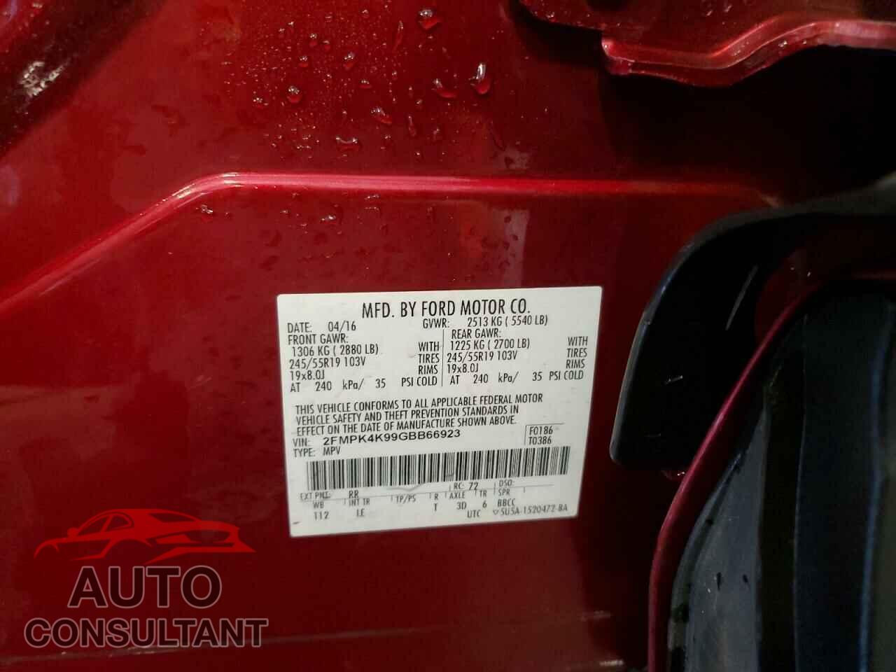 FORD EDGE 2016 - 2FMPK4K99GBB66923