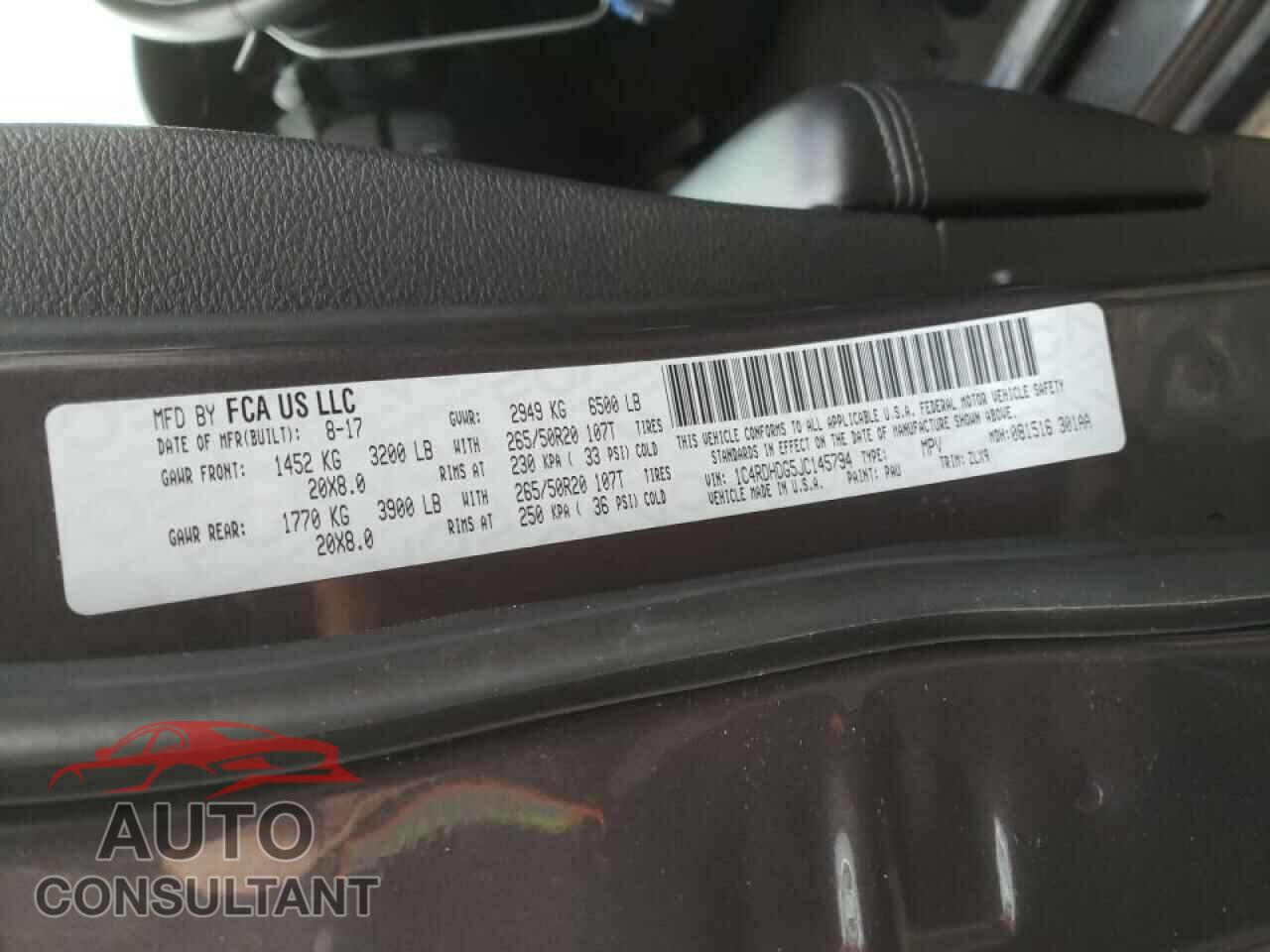 DODGE DURANGO 2018 - 1C4RDHDG5JC145794