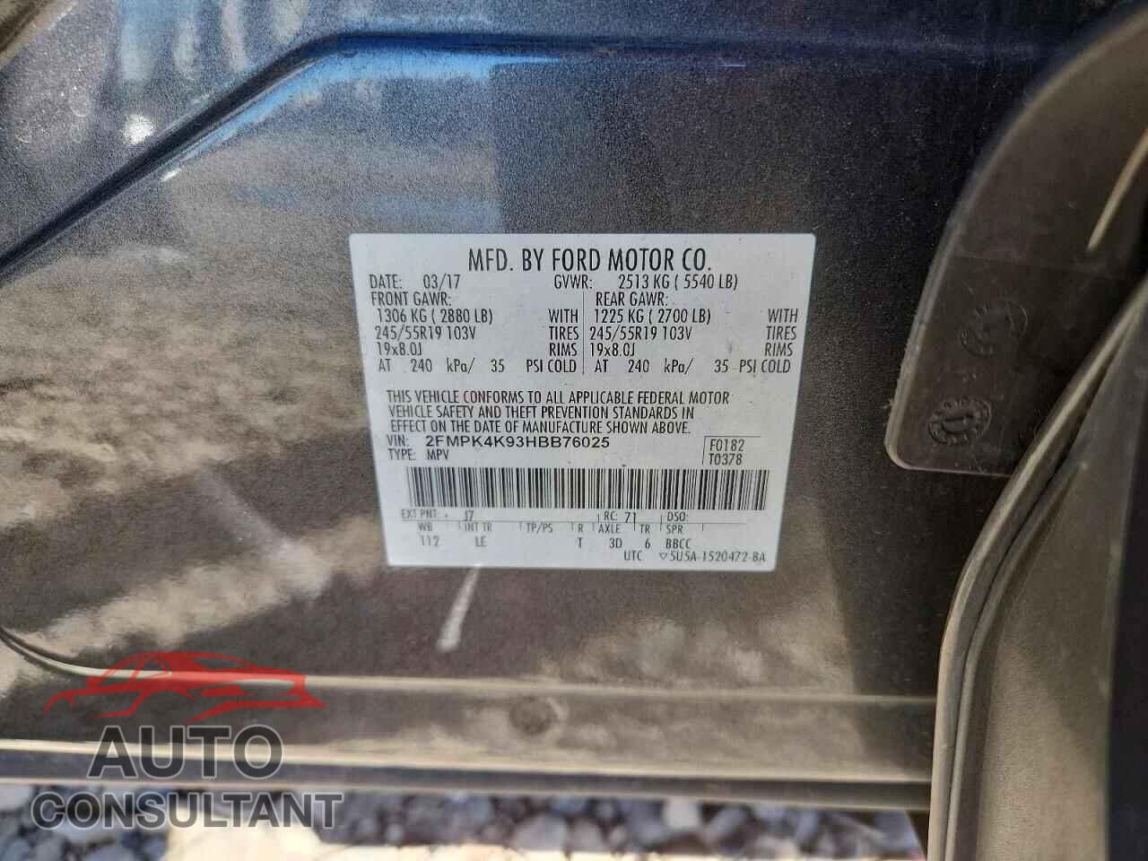 FORD EDGE 2017 - 2FMPK4K93HBB76025