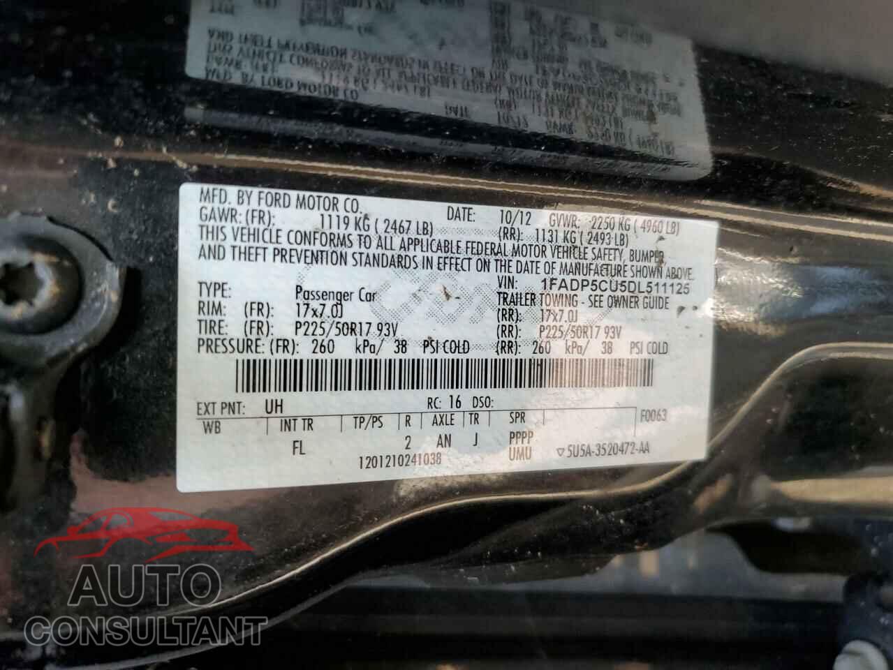 FORD CMAX 2013 - 1FADP5CU5DL511125